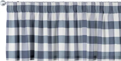 Produktbild von Dekoria Kurzgardine mit Kräuselband, weiss-dunkelblau kariert, 130 x 40 cm