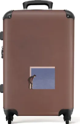 Produktbild von NoBoringSuitcases.com® Großer Koffer - Vintage - Abstrakt - Entwurf - Mann - Braun - Kombinationsschloss TSA - Hartschalen Trolley 4 Rollen - 72 liter - Reisekoffer - 66 cmKoffer Mittelgroß 67x43x25 cm, 72L,
