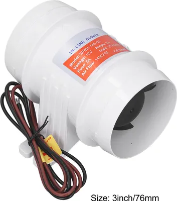 Immagine prodotto di Ventilatore in linea, 3 pollici, 145 CFM, 12 V, sentina marina ad alta efficienza per barche, camper, yacht
