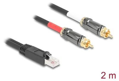 Produktbild von DeLOCK 88171, RJ-45, Männlich, 2 x RCA, Männlich, 2 m, Schwarz