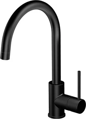Produktbild von Lenz LIO Spültischarmatur Schwarz-Matt – Schwenkbarer Auslauf, modernes rundes Design, Keramikkartusche & Markenmischdüse, 42040051