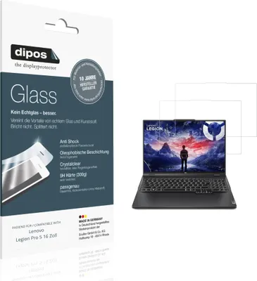 Produktbild von 2x Schutzfolie für Lenovo Legion Pro 5 16 Zoll - Anti-Shock 9H Folie dipos Glass Kunststoffglas