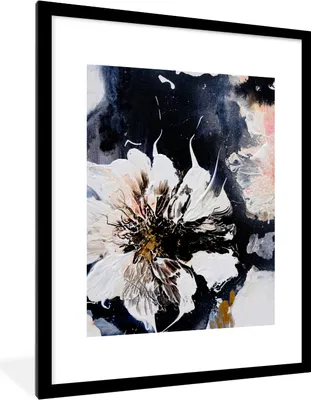 Produktbild von MuchoWow® Gerahmtes Poster Blumen - Kunst - Abstrakt - Malerei 60x80 cm - Poster mit Schwarzem Bilderrahmen Wandposter Rahmen Foto Bilder - Wohnzimmer - Dekorationen - Prämie
