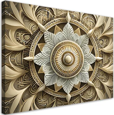 Produktbild von Leinwandbild Mandala Orientalisch 100x70 Feeby Gold bild für die wand bereit zum aufhängen