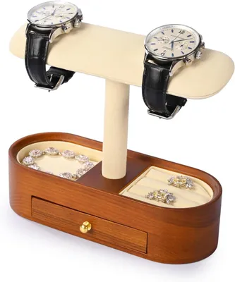 Productafbeelding van Horlogestandaard van hout - Armbandstandaard horlogehouder sieradenstandaard voor ringen - Oorbellen