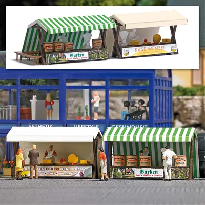 Produktbild von Busch 1822 - 1/87 / H0 Marktstände Gurken & Käse -