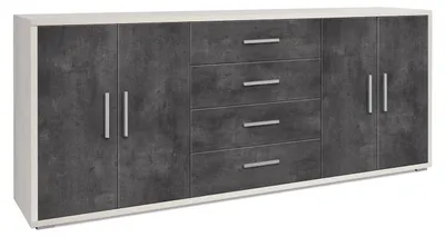 Immagine prodotto di Mobile Basso 4 Ante 4 Cassetti 203x84x41 cm Ossido Bianco/Ossido Nero
