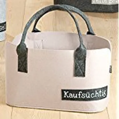 Produktbild von Gilde Filz Tasche Shoppingtasche Zeitungskorb L 20 x B 40 H 26 cm Kaufsüchtig beige