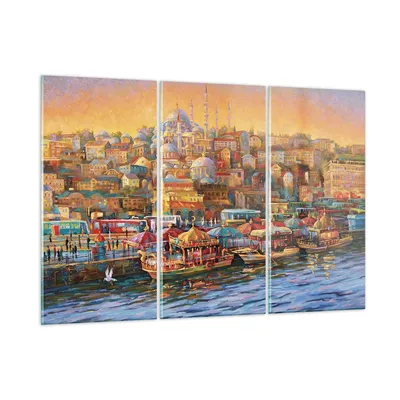 Produktbild von Bilder auf glas - 3 Teile - Farben Stadt Türkei - 165x110cm - Glasbilder - Wandbilder - Bilder - zum Aufhängen bereit - Wanddekoration aus Glas - Glas Bilder - Wandbild auf Glas - GCE165x110-4987