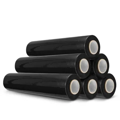 Produktbild von 6 Rollen a 300 M Stretchfolie Versandfolie Verpackungsfolie Schwarze Wickelfolie