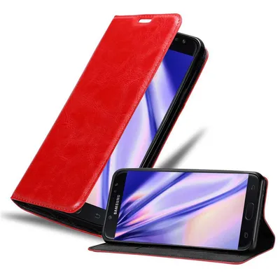 Produktbild von Cadorabo Hülle für Samsung Galaxy J7 2018 Schutz Hülle in Rot Handyhülle Etui Case Cover Magnetverschluss