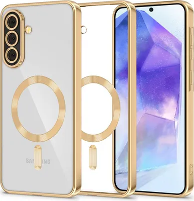 Produktbild von Handyhülle mit Kameraabdeckung für Galaxy A57 5G, Tech-Protect MagFlex für MagSafe, Transparent und Gold