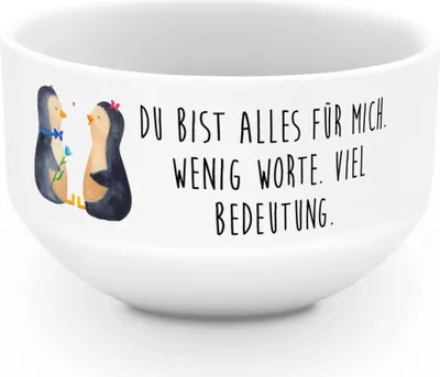 Produktbild von Mr. & Mrs. Panda schale Pinguin Pärchen - Weiß - Geschenk, schälchen, Verliebt, Müslischale Porzellan, Obstschale, Pinguine, Hochzeitstag, Liebe, porzellanschale