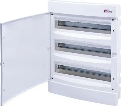 Obrázek produktu pro Rozváděčová skříň pod omítku, 3 řady, 18 modulů, bílé dveře - ECM 3x18PO-s 001101098 ETI