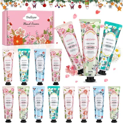 Produktbild von Handcreme Set Geschenkset 15 x 30 ml Feuchtigkeitscreme für trockene Hände 5 blumige Düfte