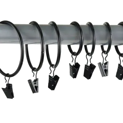 Produktbild von 40er-Pack Vorhangringe mit Clips, robuste Gardinenklammer, Spannstangen-Haken,(3,5 mm × 35 mm)