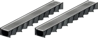 Produktbild von 2x1m ACO Hexaline 2.0 Entwässerungsrinne mit Edelstahl Längsstab Stegrost Rinne Bodenrinne Terrassenrinne