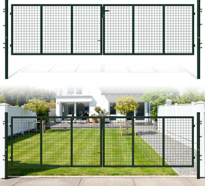 Produktbild von Izrielar Doppelflügeltor Einfahrtstor Gartentor Tore Hoftor verzinkt 350cm x 100cm Grün Doppelflügel - inkl. Schloss, Schlüsseln Gartenpforte Zauntor
