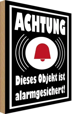 Produktbild von vianmo Holzschild 40x30 cm Achtung Objekt alarmgesichert Warnschild Hinweisschild
