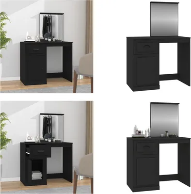 Produktbild von vidaXL Schminktisch mit Spiegel Schwarz 90x50x132,5 cm Holzwerkstoff - Schminktisch - Schminktische - Kosmetiktisch - Kosmetiktische