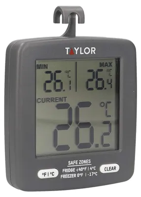 Kühlschrankthermometer, digital, -20 bis 60 °C, schwarz, 7,5x8x3 cm
