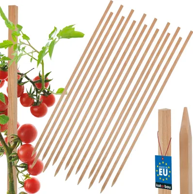 Produktbild von KOTARBAU® 15er Set Tomatenstäbe Pflanzstäbe 100 cm Holz Zaunpfahl Holzpfosten Holzpflock angespitzt Pflanzenstütze Zaunpfosten Holz Rankhilfe Holz Pflanzenstäbe zur Stabilisierung Pflanzenstützen