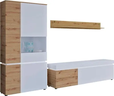 Produktbild von Wohnwand Luci Anbauwand 3-teilig Eiche Artisan weiß