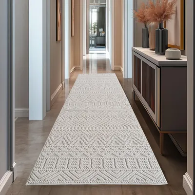 Produktbild von Teppium Teppich Wohnzimmer Bouclé Schlingenflor Skandi Stil Vintage Design Robust Superweich für Schlafzimmer, Grösse: 80x250 cm