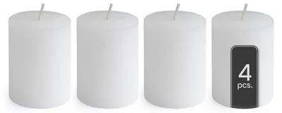 Produktbild von Stumpenkerze - 6,8 x 9 cm - Weiß - Paraffinwachs - 4er Set