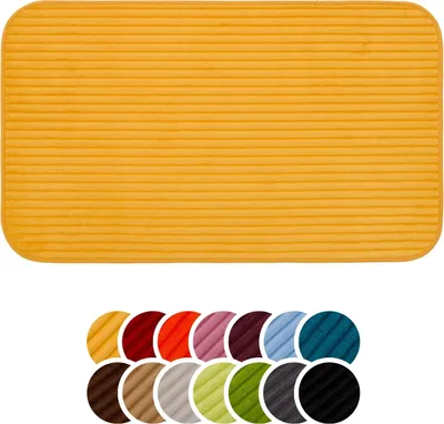 Produktbild von liebling Badteppich mit Anti-Rutsch-Beschichtung aus PVC Noppen, Cord-Optik, 100% Polyester, 60 x 100 cm, Fußbodenheizung geeignet, mais