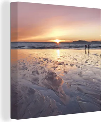 Produktbild von MuchoWow® - Leinwandbilder - Strand - Sonne - Meer, Wandbild, Wanddeko Bilder Wohnzimmer, 50x50cm