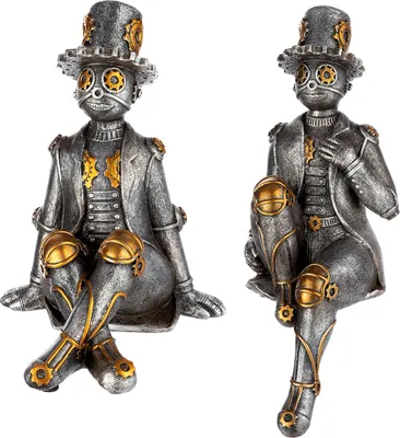 Produktbild von Gilde Kantensitzerfigur, "Tin man", Mannmotiv, Kunstharz, silberfarben, L. 19 cm, B. 17 cm, H. 30.5 cm 89416 4063387894163 2 Stück (2-fach sortiert)