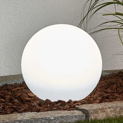 Produktbild von Lindby Modern Moderne Außenleuchte mit Erdungsstift 25 cm inkl. LED auf Solar IP44 - Lago / Außenbeleuchtung Kunststoff Kugel / Kugelförmig / (nicht austauschbare) LED Max. 2 x 0.2 Watt