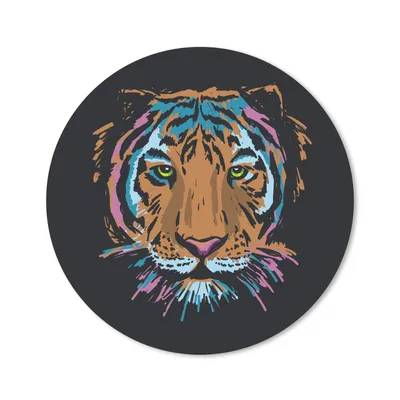 Produktbild von MuchoWow® Mauspad Mousepad Tiger - Gemälde - Kopf 40x40 cm - Mousepads - Maus Mat - Pad - Mausunterlage - Schreibtisch Accessoires