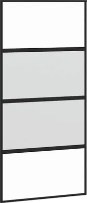 Imagen del producto de Puerta corredera con herrajes, color negro, 102,5 x 205 cm, vidrio templado