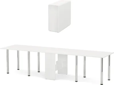 Produktbild von Esstisch ausklappbar von 33,5 bis 310 cm - 5 Größen möglich - XXL Büro Tisch klappbar platzsparend - Weiß