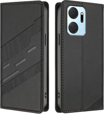 Obrázek produktu pro Pouzdro pro Honor X7A,Polyuretankožené peněženkové pouzdro s přihrádkou na karty a funkcí stojánku Schwarz