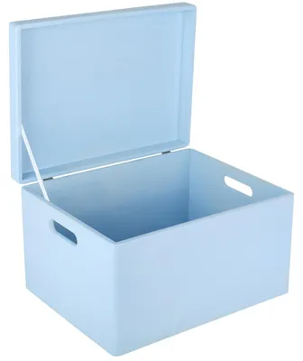 Imagen del producto de Caja de madera azul con tapa Creative Deco XXL, caja de almacenamiento, 40 x 30 x 24 cm