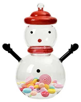 Produktbild von Weihnachtliches Naschglas | Glasbehälter in Schneemannform mit Deckel für Süßigkeiten | Dekoratives Aufbewahrungsglas für festliche Tischdekoration