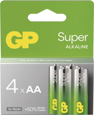 Alkalická baterie GP Super AA (LR6), 4 ks
