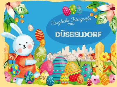 Produktbild von vianmo Holzschild 30x40 cm Ostern Ostergrüße DÜSSELDORF