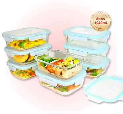 Obrázek produktu pro Nádoba na potraviny, bez BPA, vhodná do mikrovlnné trouby, 8 × 1040 ml