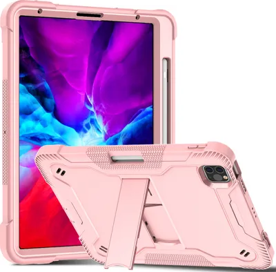 Produktbild von Schutzhülle für iPad Pro 11 Zoll 2nd/3rd Gen 2021/2020/2018, iPad Air 4 10.9 Zoll, 3 Schichten mit Ständer Strapazierfähig Schutzhülle Roségold
