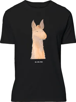 Produktbild von Mr. & Mrs. Panda Größe L T-Shirt Lamakopf Genervt - Schwarz - Geschenk, Freundin, Beste, Tshirt, Shirt, Lamas, Büro, mit Spruch, Recht haben, Lama