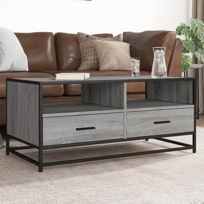 Zdjęcie produktu dla Maison Exclusive – stolik kawowy szary Sonoma 100 x 50 x 45 cm, materiał drewnopochodny i metal