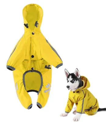 Produktbild von Wasserdichter Hunde-Regenmantel mit Kapuze - Verstellbare Hundebekleidung