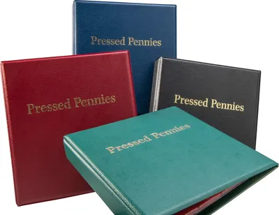 Produktbild von MC.Sammler Münzenalbum Münzalbum Album für 200 Stk Pressed Pennies | Sammelalbum für Elongated Coins, Quetschies, Presslinge, Souvenir Münzen | Rot |