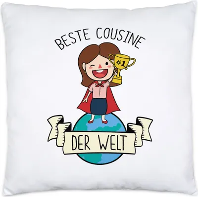 Produktbild von Beste Cousine Der Welt Kissen Inkl. Füllung Lieblingscousine Geschenkidee Geburtstag Verwandtschaft Tante Onkel