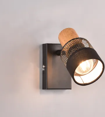 Produktbild von LED Wandstrahler innen mit Holz 1-flammig für Schlafzimmer, Wohnzimmer Flurlampe