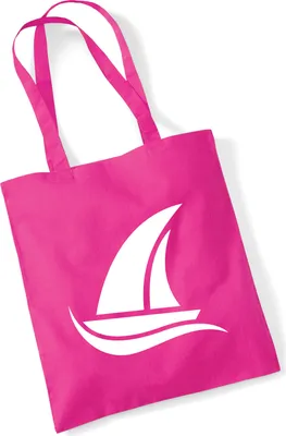 Produktbild von Huuraa Jutebeutel Segeln Segelboot 10 Liter Fuchsia Baumwolle Tasche Geschenkidee